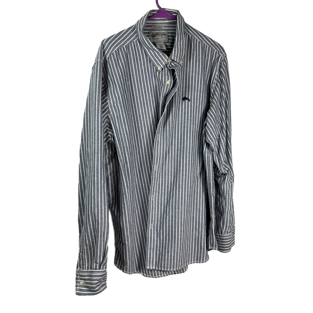 American Rag Men’s XXL Stripes Button Down Shirt Long Sleeve Blue White
